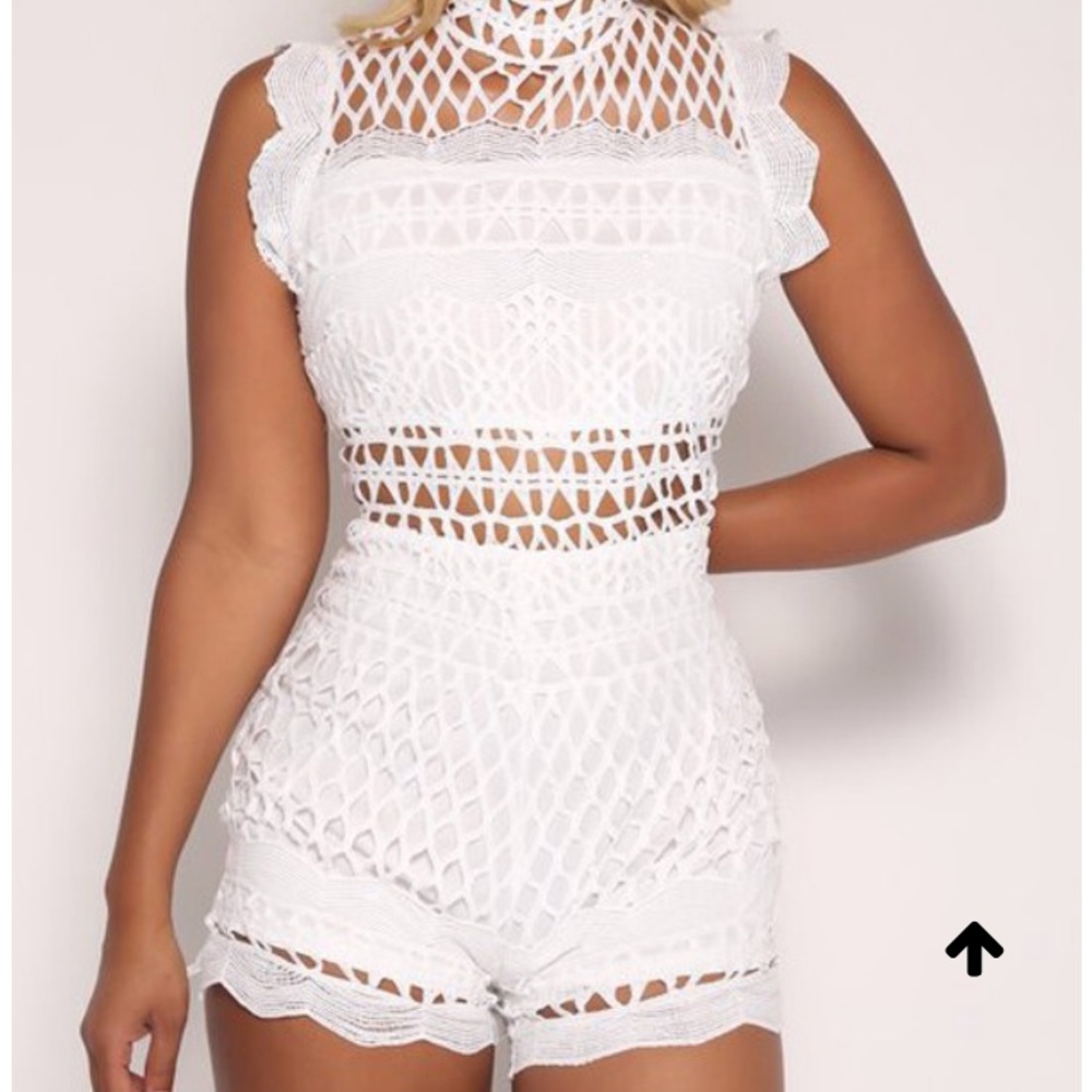 White lace sexy sleeveless romper